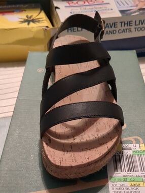 boc Black Strappy Cork-Style Platform Sandals